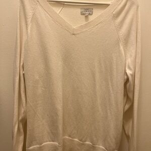 Women's Cream V-Neck Sweater